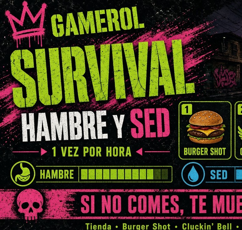Sistema de supervivencia Gamerol: Hambre y Sed