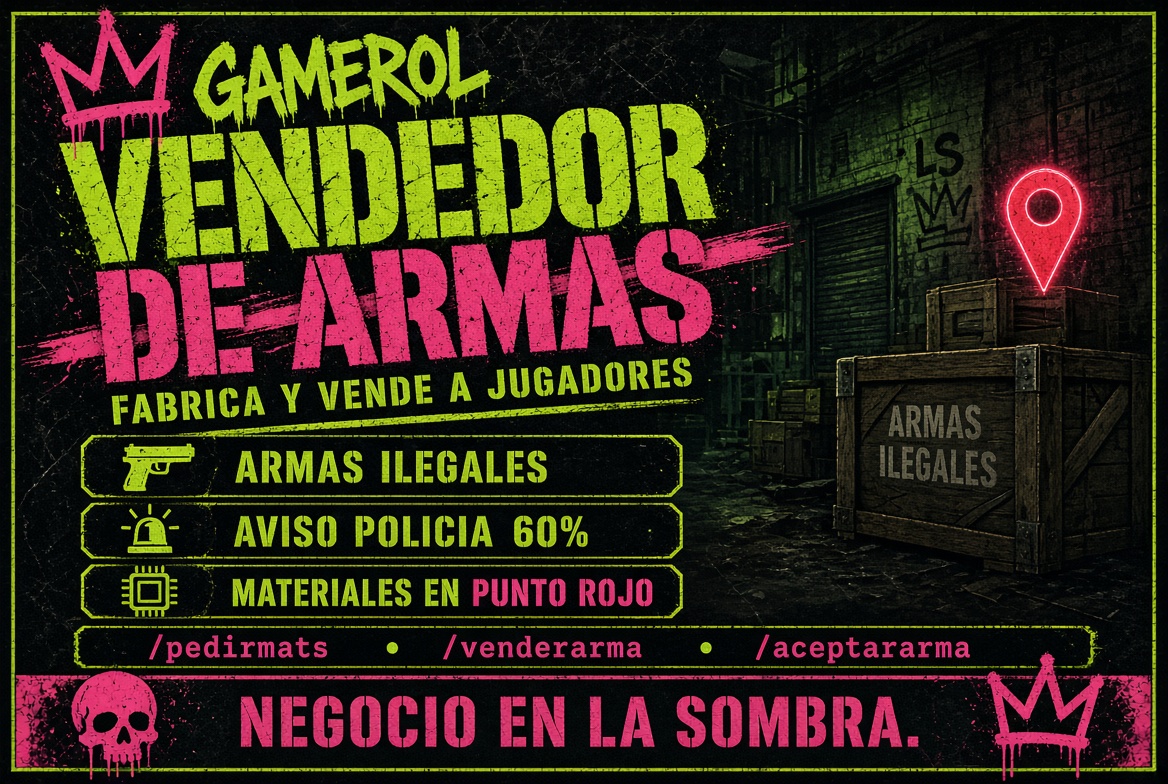 Gamerol Vendedor de Armas: fabrica y vende a jugadores